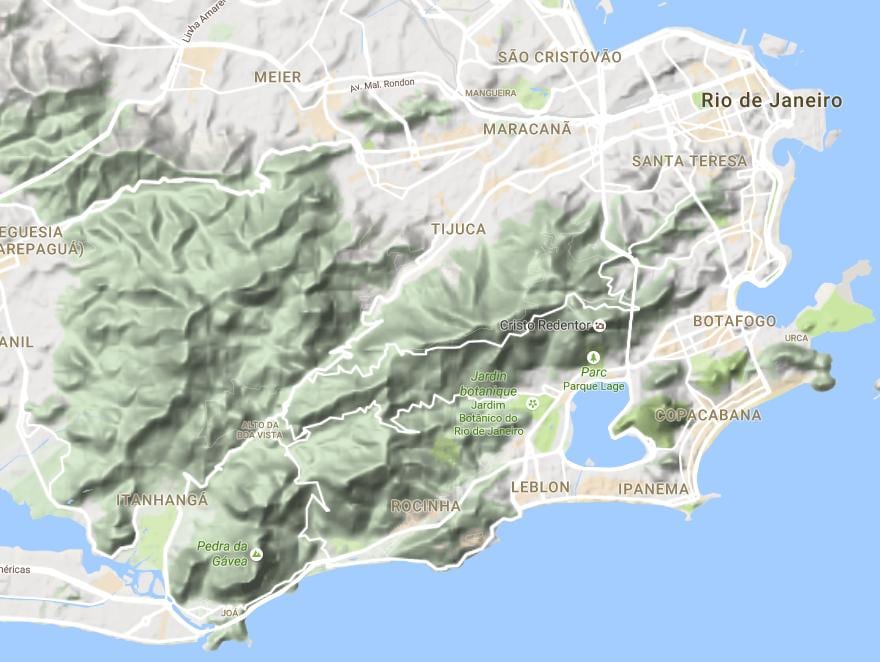 Xəritə relyefin Rio-de-Janeyro