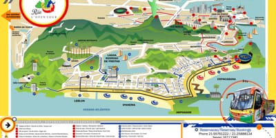 Xəritə, turist avtobusunun Rio-de-Janeyro